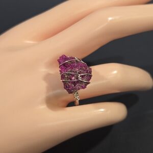 Genuine Handcrafted 999 Fine Silver Wirewrapped Ring With Natural Ruby Corundum